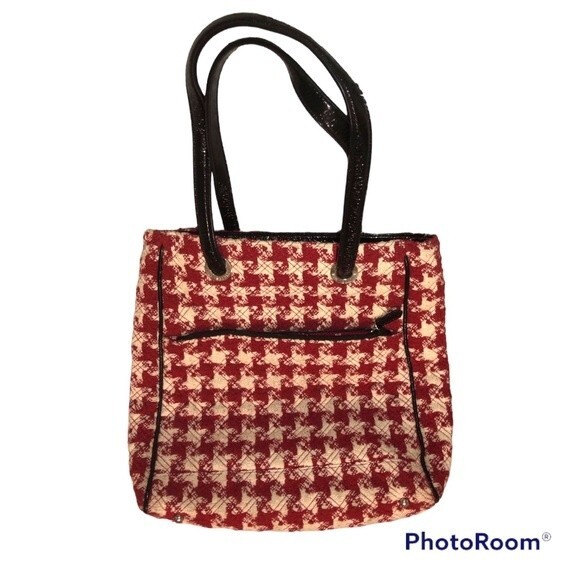 VERA BRADLEY Three Pocket Tote in Highlands Red White Houndstooth - Picture 1 of 15